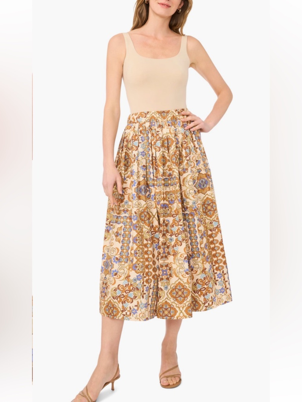 Nordstrom Halogen Printed Midi Skirt size XS